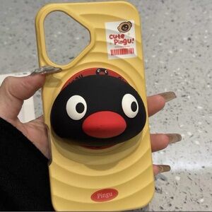 Ping Yellow and Black Cartoon Phone Case iPhone 15 brand new with phone holder